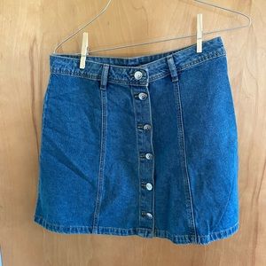 Divided Denim Button-Front Skirt